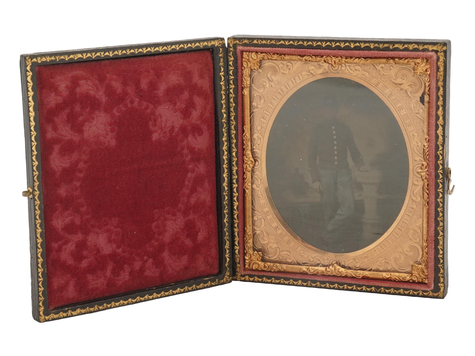 ANTIQUE AMERICAN THERMOPLASTIC PHOTO CASE TINTYPE PIC-4